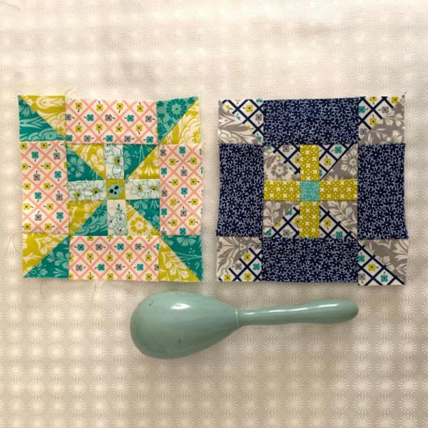 Two 4.5" blockhead blocks and a darning egg